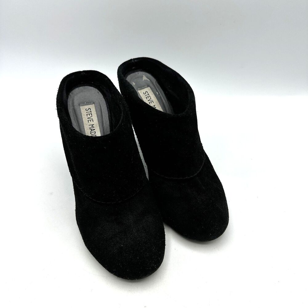 Steve Madden Mule Booties Women's 6.5 M Black Suede Leather Slip On Heels
